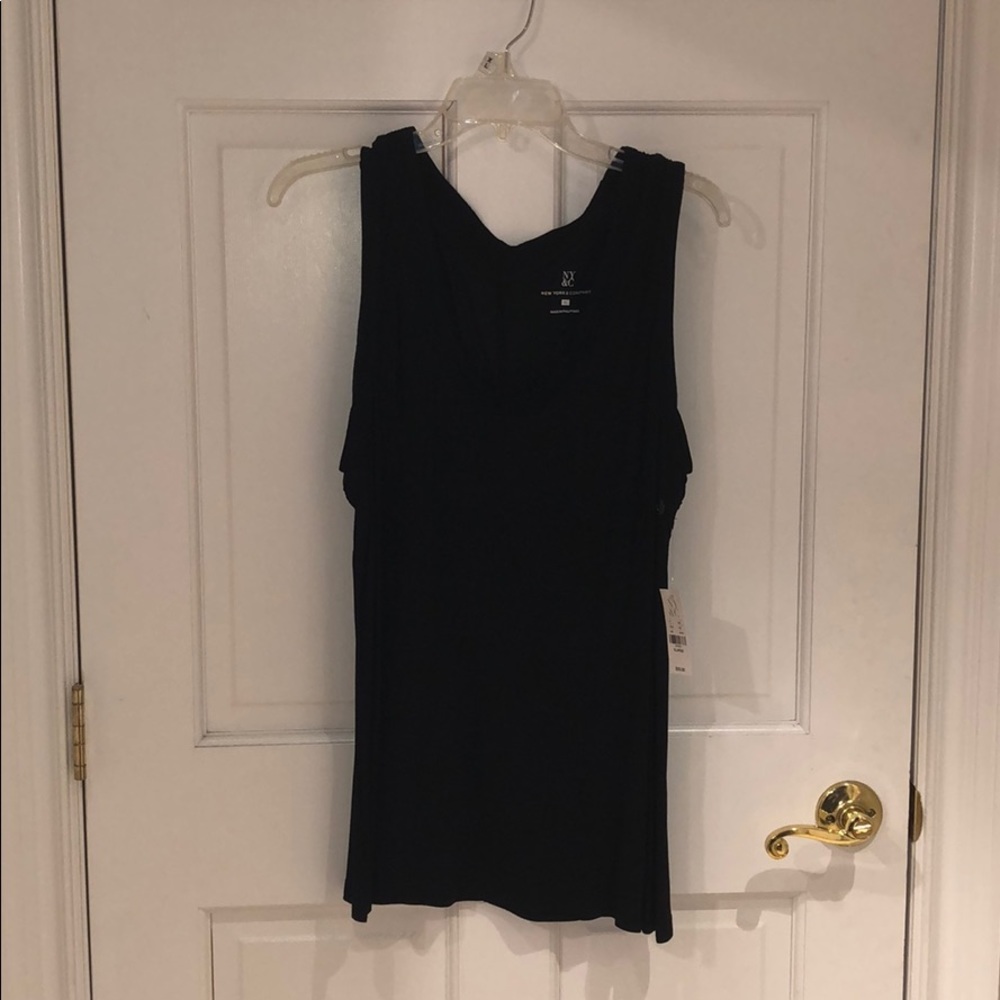 Black cotton NY & Co tank with v neck